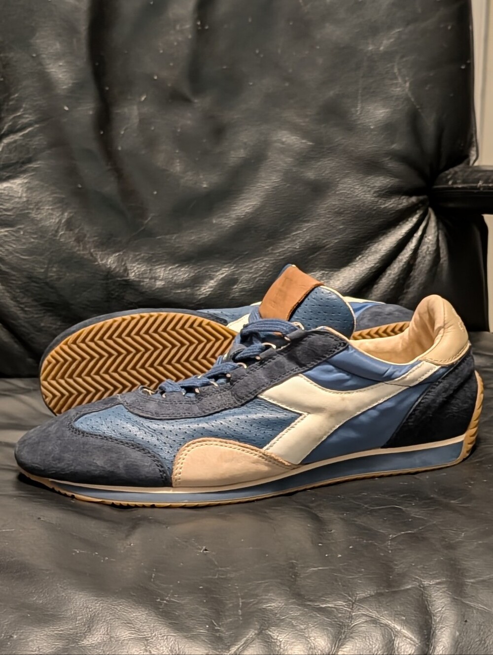 Diadora Heritage Equipe '75 Stonewash- "Caspian Sea" (Made In Italy)